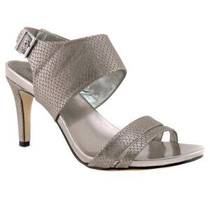Style & Co Pewter Snakeskin Sandals Dressy Wedding Cocktail Sexy Holiday NYE 6.5